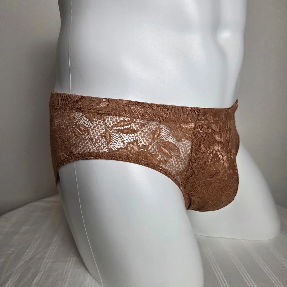 Cosabella Men's Luxury Italian Lace Comfort Micro Brief Brown